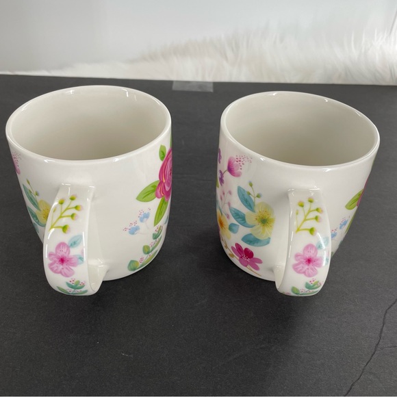2 Burton + Burton Pink Rose Bouquet Mugs - Picture 2 of 4